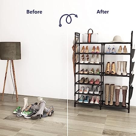 Multifunctional Storage Organizer, Standing Shoe Tower Racks, Cupboard Space Saving Shoe Stand, 7 Tier Shoe Rack for Entryway, Metal Shoe Organizer for Entryway Closet, Stackable Shoe Boots Storage Cabinet With Hooks Multifunctional Storage Organizer, Standing Shoe Tower Racks, Cupboard Space Saving Shoe Stand, 7 Tier Shoe Rack for Entryway, Metal Shoe Organizer for Entryway Closet, Stackable Shoe Boots Storage Cabinet With Hooks